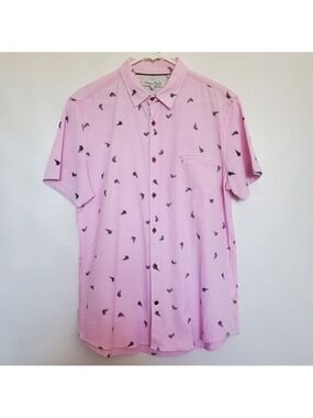 SOVEREIGN CODE MENS SHIRT SLIMFIT PINK/LILAC CONVERSE STYLE SNEAKER PRINT (XL)